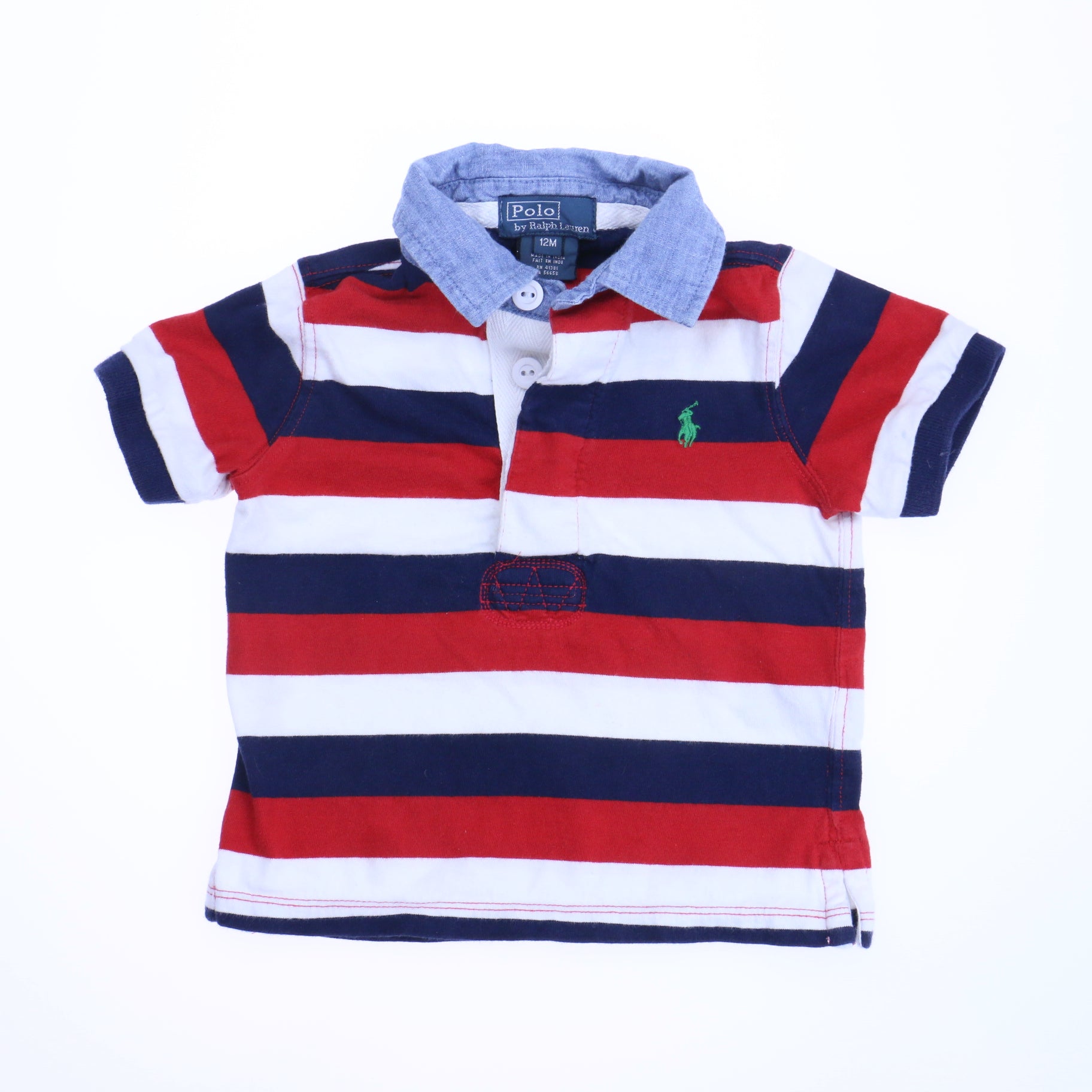 Ralph Lauren Boys Red | Blue | White Polo Shirt Size: 12 Months Red | Blue | White