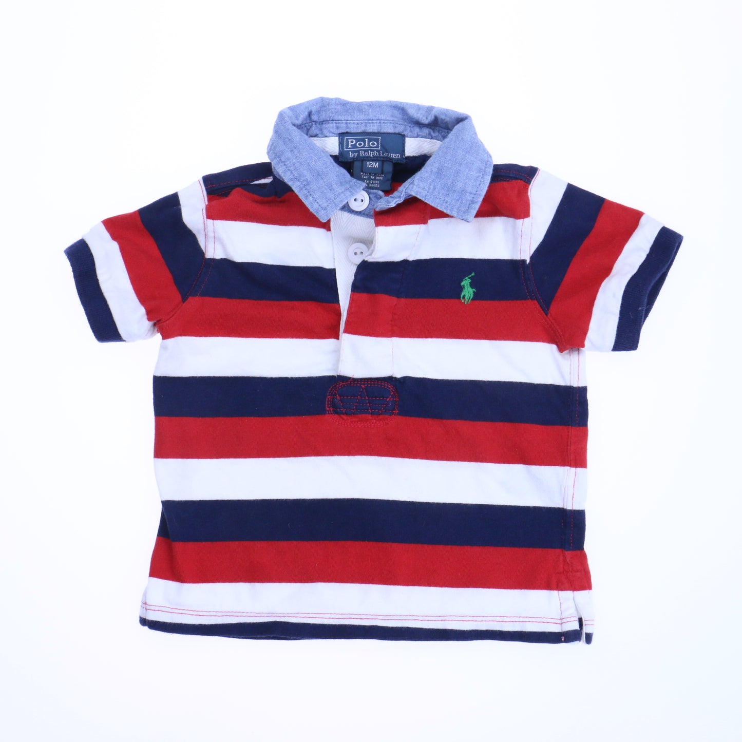 Ralph Lauren Boys Red | Blue | White Polo Shirt Size: 12 Months Red | Blue | White