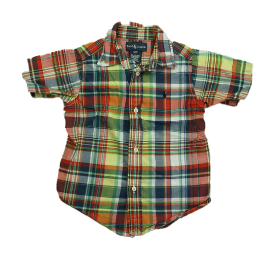 Ralph Lauren Boys Red | Blue | Yellow Plaid Button Down Short Sleeve Size: 3T Red | Blue | Yellow Plaid