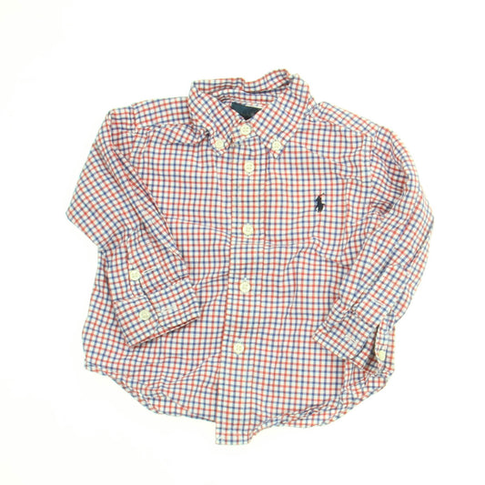 Ralph Lauren Boys Red | Blue Button Down Long Sleeve Size: 12 Months Red | Blue