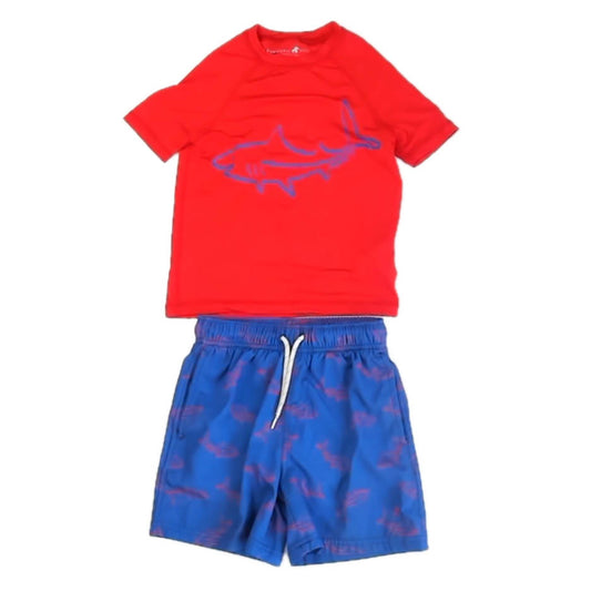 Caribbean Joe Boys Red | Blue 2-piece Swimsuit Size: 5T Red | Blue