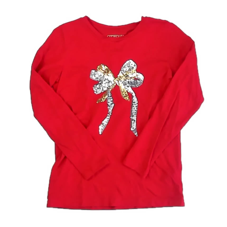 Crewcuts Girls Red Bow Long Sleeve T-Shirt Size: 8-9 Years Red Bow