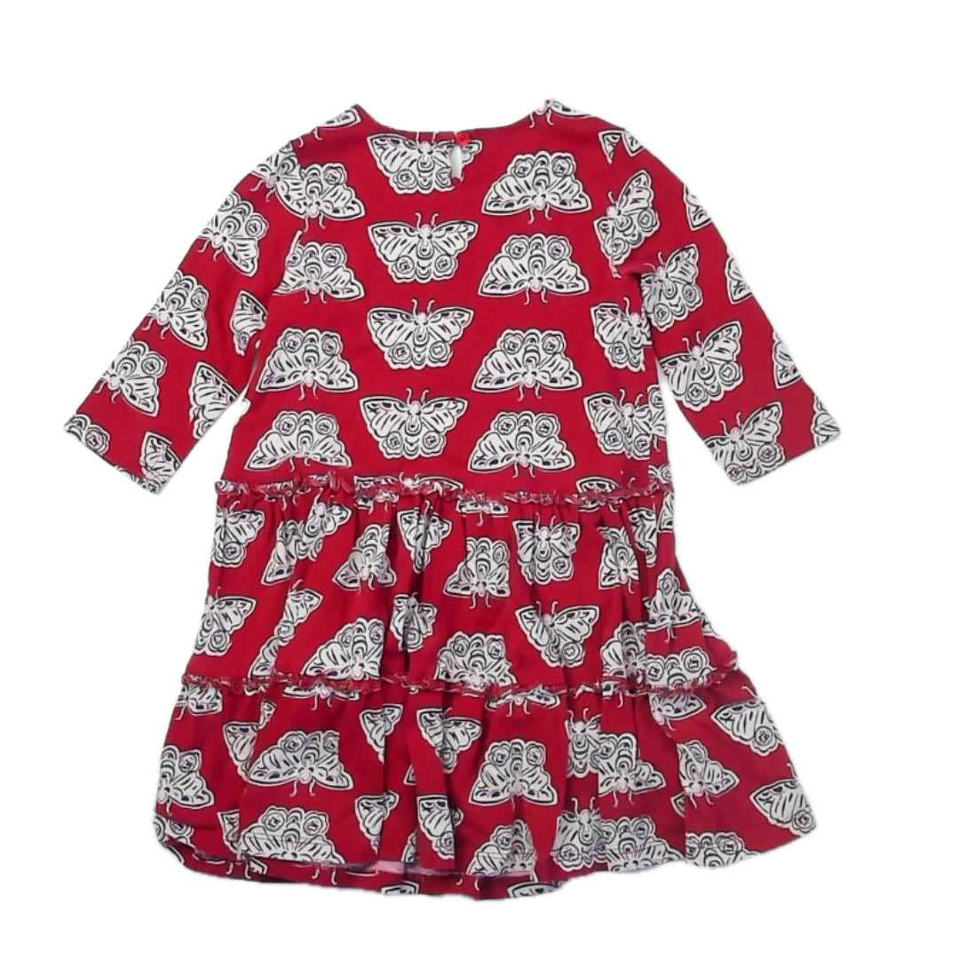 Tea Collection Girls Red Butterflies Dress Size: 6 Years Red Butterflies