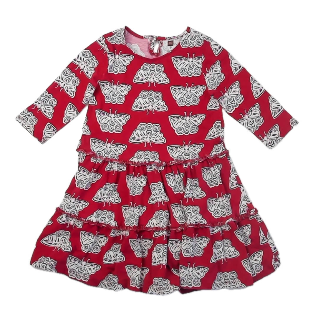 Tea Collection Girls Red Butterflies Dress Size: 6 Years Red Butterflies