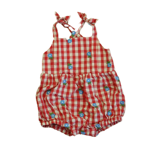 Hanna Andersson Girls Red Check Romper Size: 12-18 Months