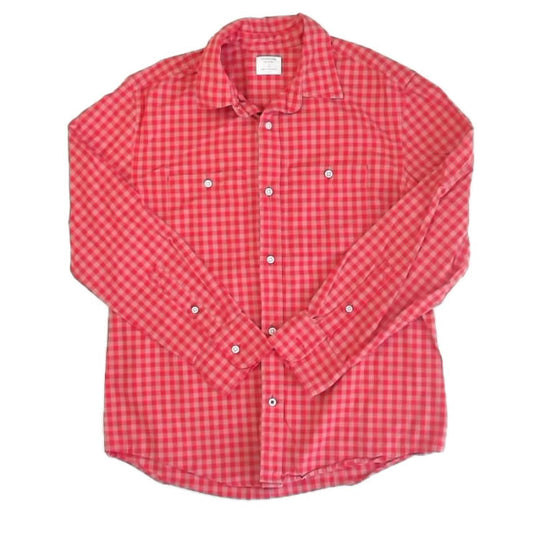 Crewcuts Boys Red Check Button Down Long Sleeve Size: 12 Years Red Check