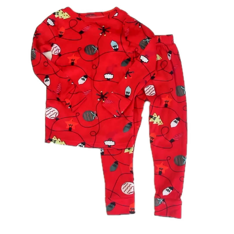 Cat & Jack Boys Red Christmas Lights 2-piece Pajamas Size: 3T Red Christmas Lights