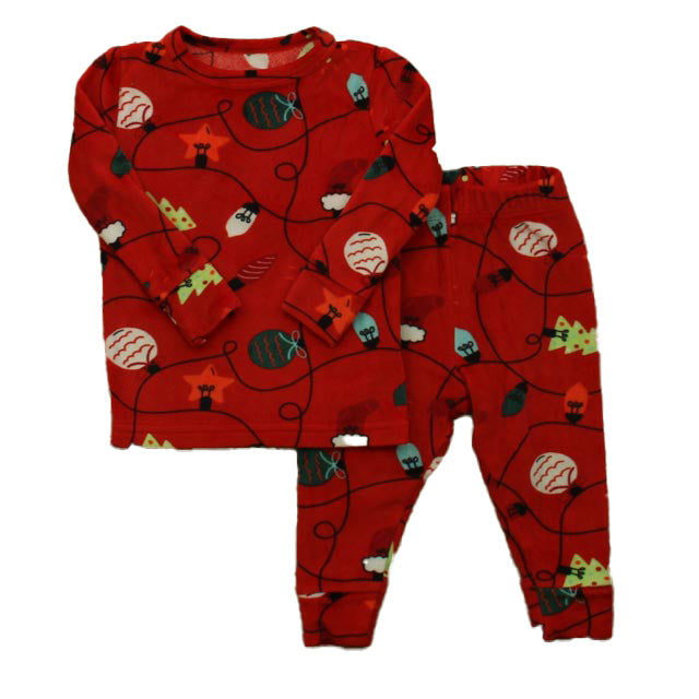 Cat & Jack Unisex Red Christmas Lights 2-piece Pajamas Size: 12 Months Red Christmas Lights