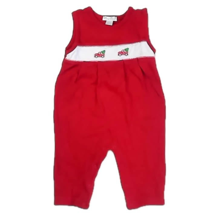 Kissy Kissy Boys Red Christmas Tree Romper Size: 6-9 Months Red Christmas Tree