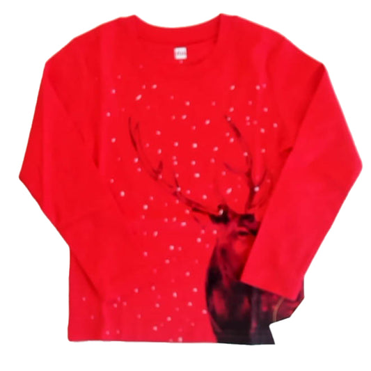 Tea Collection Boys Red Deer Long Sleeve T-Shirt Size: 4T Red Deer