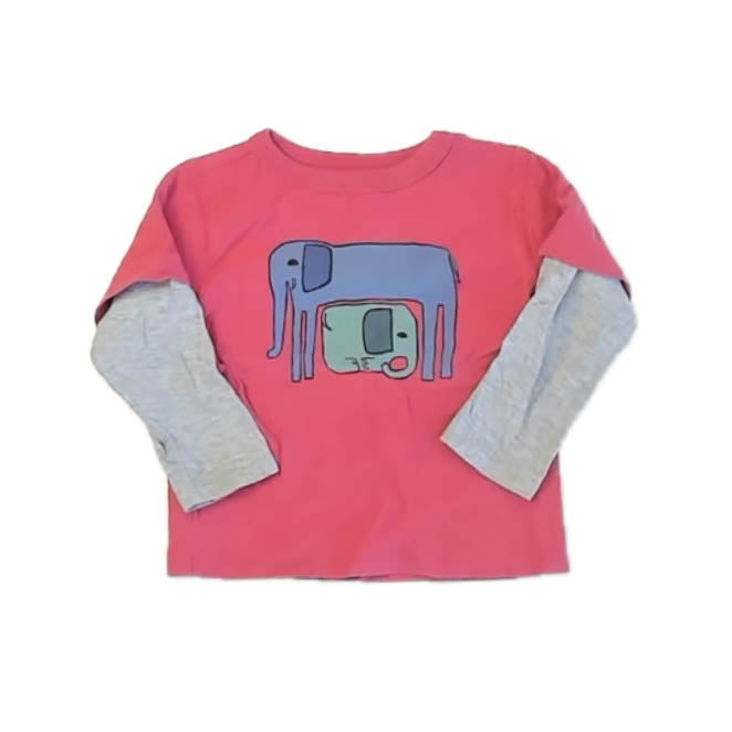 Tea Collection Boys Red Elephant Long Sleeve T-Shirt Size: 6-9 Months Red Elephant