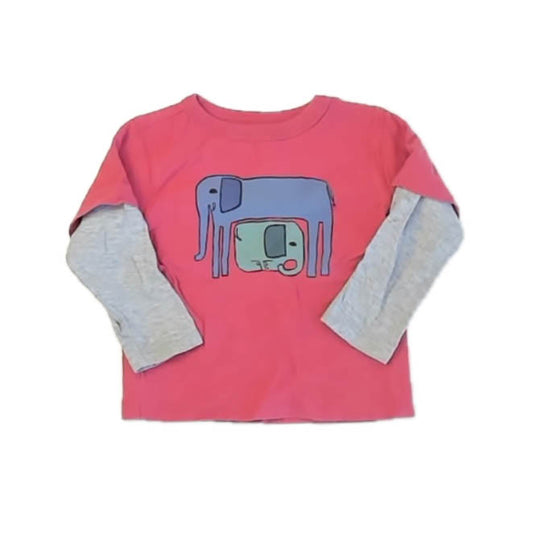 Tea Collection Boys Red Elephant Long Sleeve T-Shirt Size: 6-9 Months Red Elephant