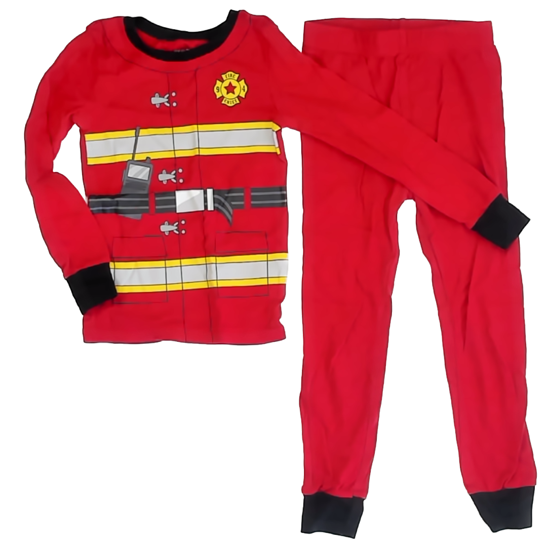 Old Navy Boys Red Fireman 2-piece Pajamas Size: 5T Red Fireman