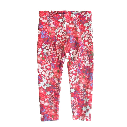 Tea Collection Girls Red Floral Leggings Size: 18-24 Months Red Floral