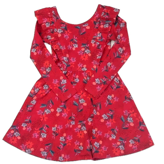 Tea Collection Girls Red Floral Dress Size: 5T Red Floral