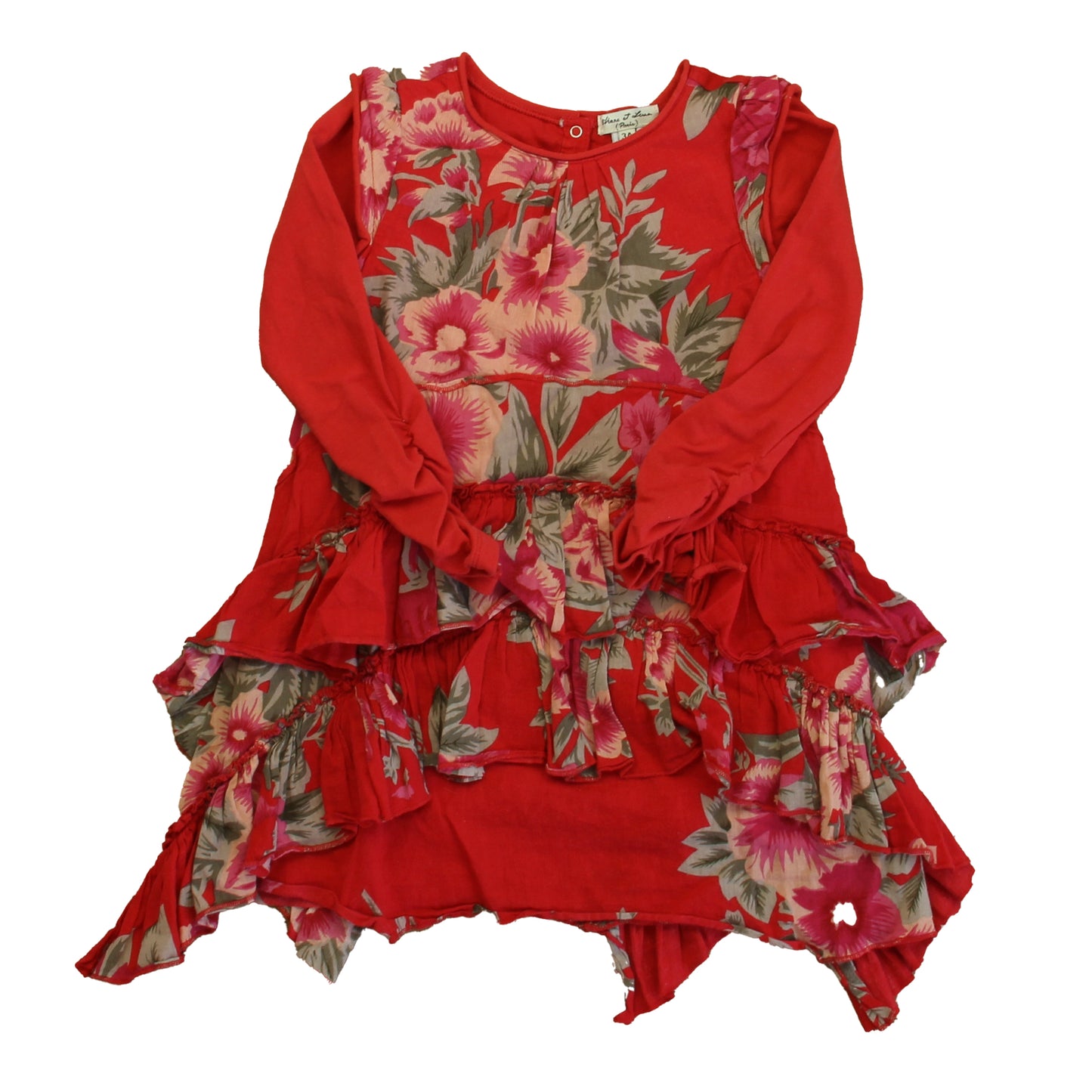 Eliane Et Lena Girls Red Floral Dress Size: 3T Red Floral
