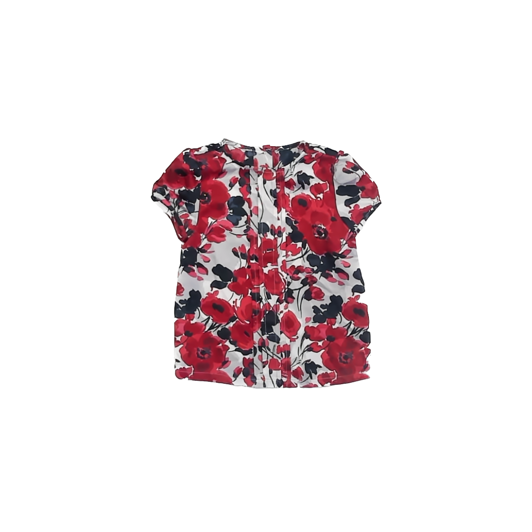 Janie and Jack Girls Red Floral Blouse Size: 3T Red Floral