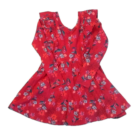 Tea Collection Girls Red Floral Dress Size: 4T Red Floral
