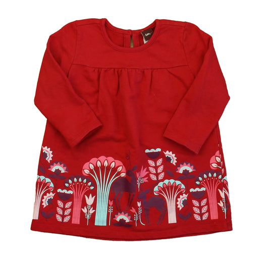 Tea Girls Red Floral Dress Size: 18-24 Months Red Floral