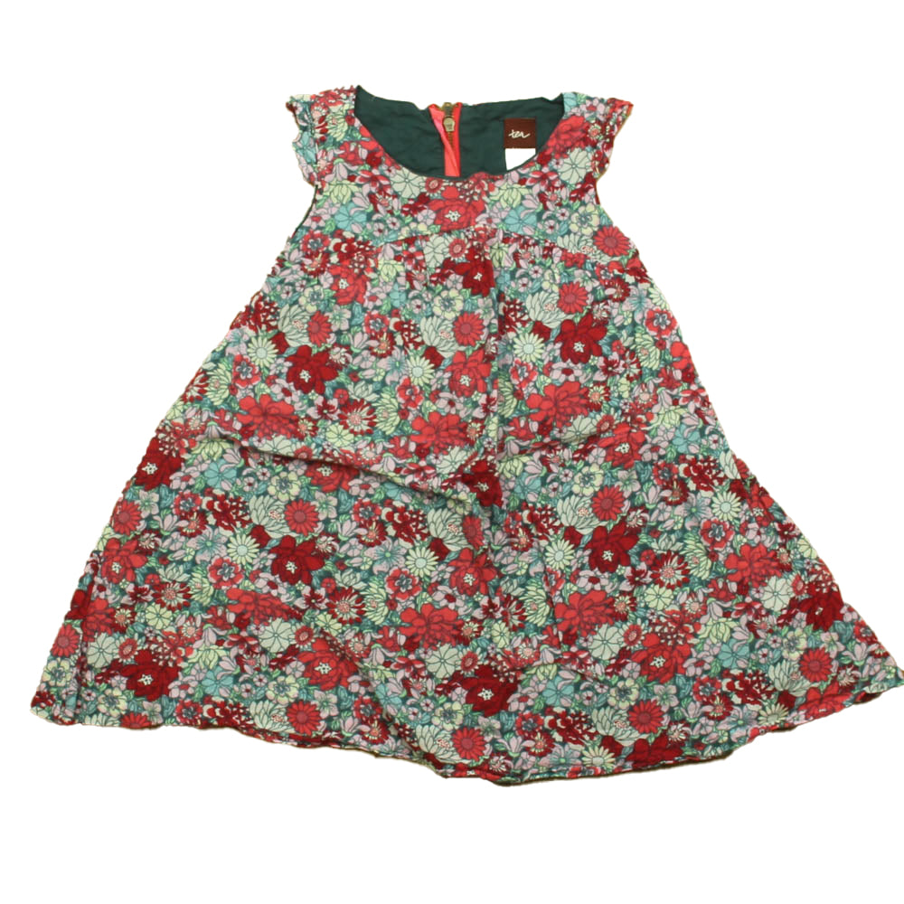 Tea Girls Red Floral Dress Size: 2T Red Floral