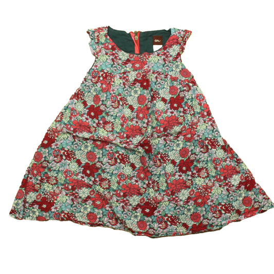 Tea Girls Red Floral Dress Size: 2T Red Floral