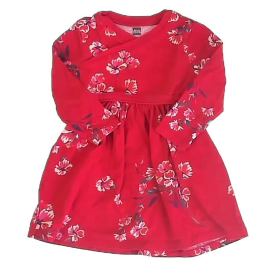 Tea Collection Girls Red Floral Dress Size: 9-12 Months Red Floral