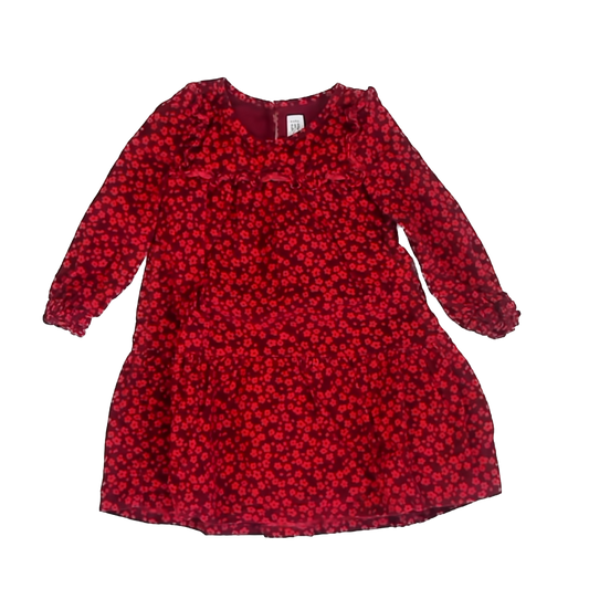 Gap Girls Red Floral Dress Size: 4T Red Floral