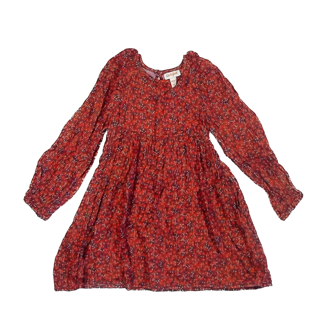 Cat & Jack Girls Red Floral Dress Size: 4-5T Red Floral