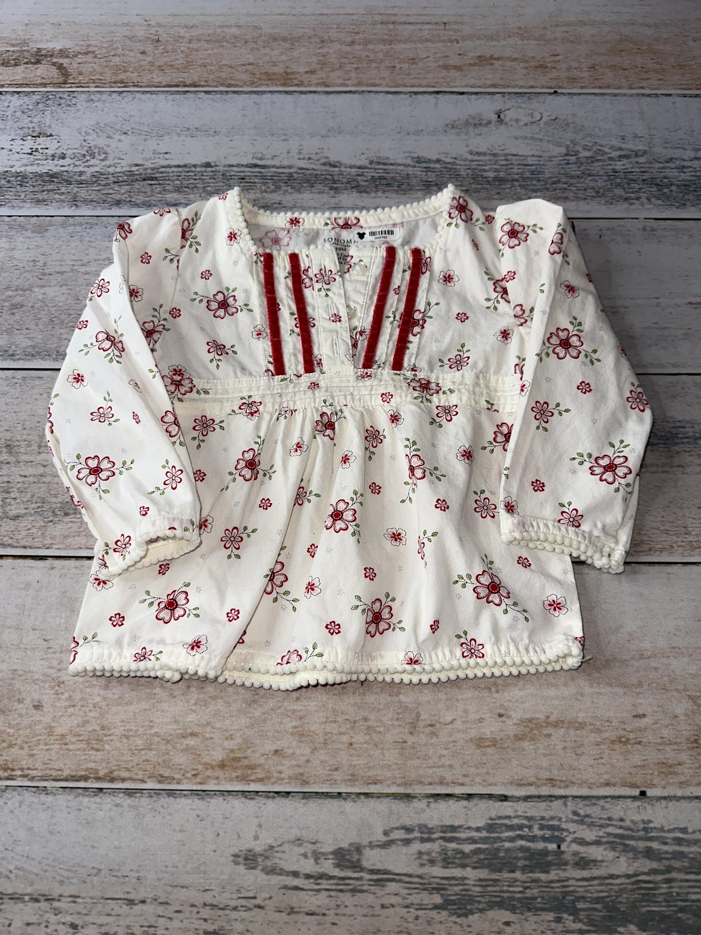 Girls Red | Flowers Shirt Size: 18 months Red | Flowers