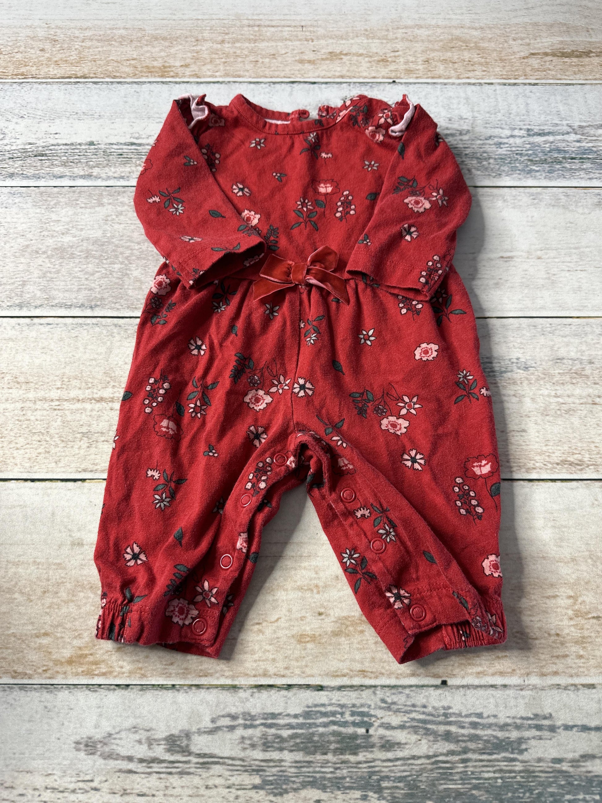 Carters Girls Red | Flowers Long Sleeve Outfit Size: 3 months Red | Flowers