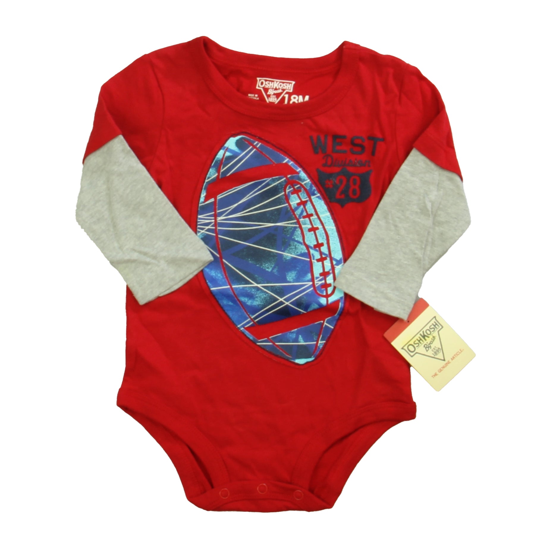 Osh Kosh Boys Red Football Onesie Size: 18 Months Red Football