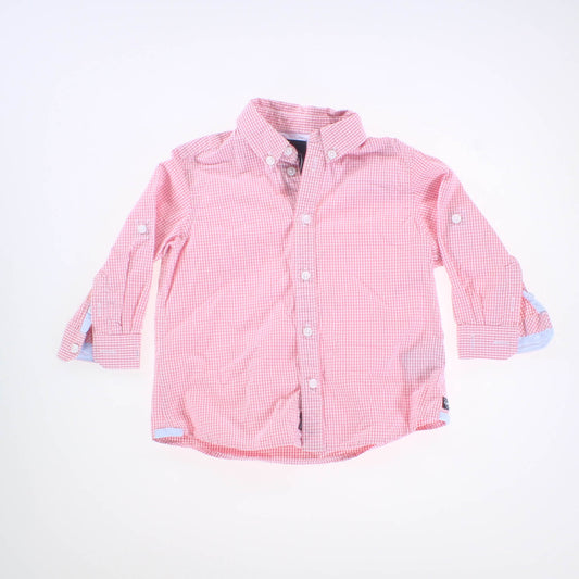 ABCD Boys Red Gingham Button Down Long Sleeve Size: 12 Months Red Gingham