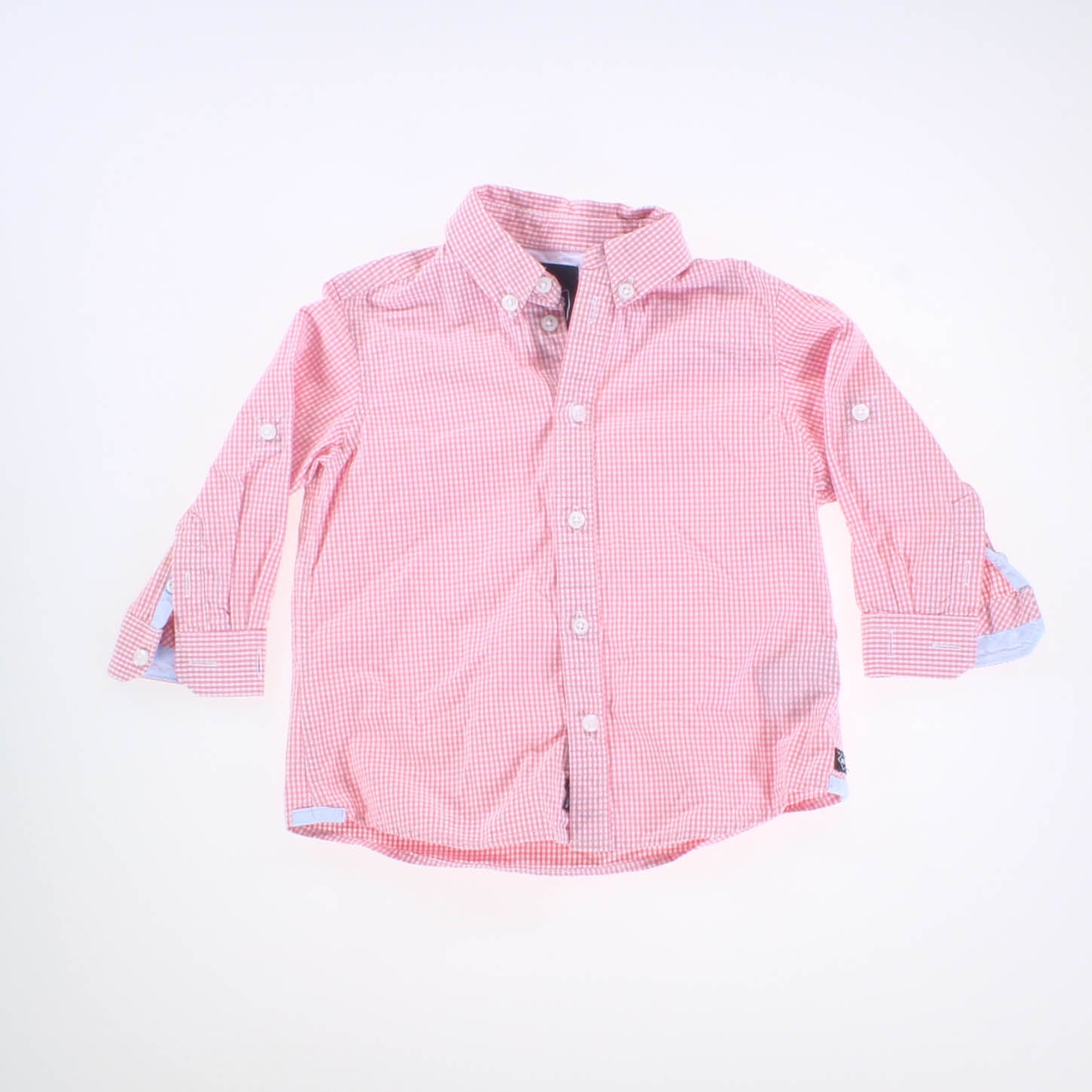 ABCD Boys Red Gingham Button Down Long Sleeve Size: 12 Months Red Gingham
