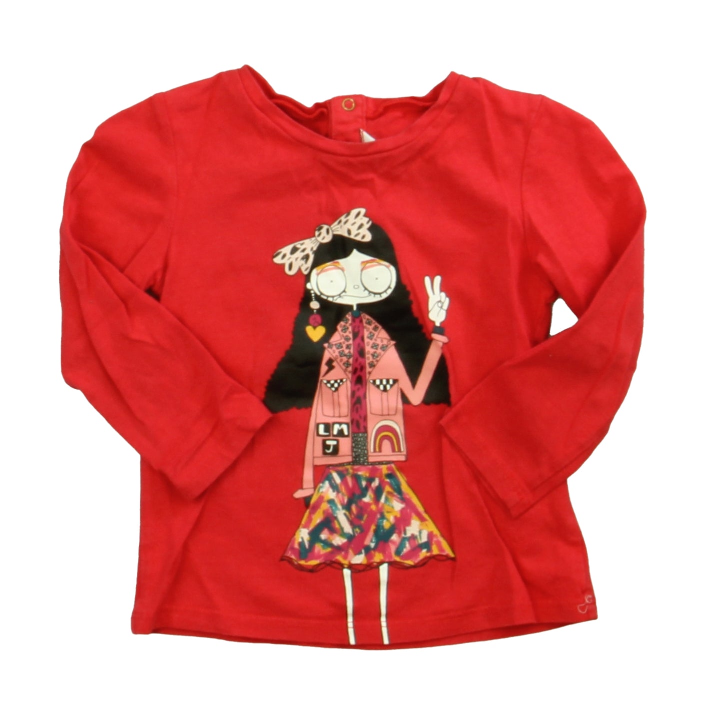 Lili Gaufrette Girls Red Girl Long Sleeve T-Shirt Size: 2T