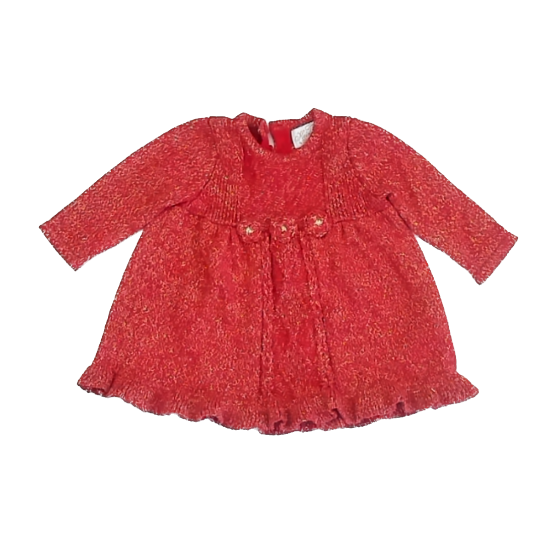 Heirloom Girls Red | Gold Metalic Dress Size: 0-3 Months Red | Gold Metalic