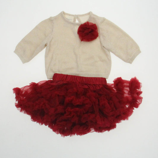 First Impressions Girls Red | Gold Apparel Sets Size: 12 Months Red | Gold