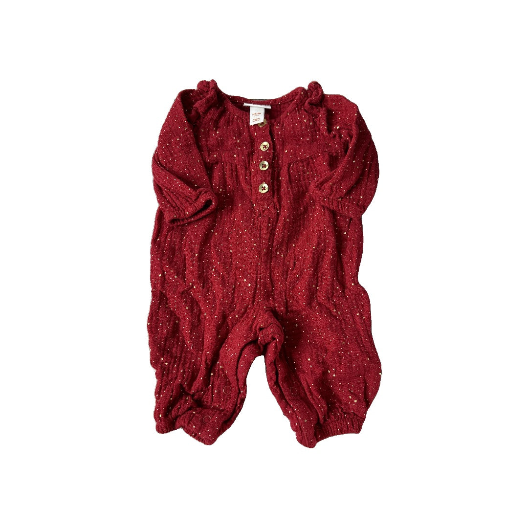 Cat & Jack Girls Red | Gold Long Sleeve Outfit Size: Newborn Red | Gold