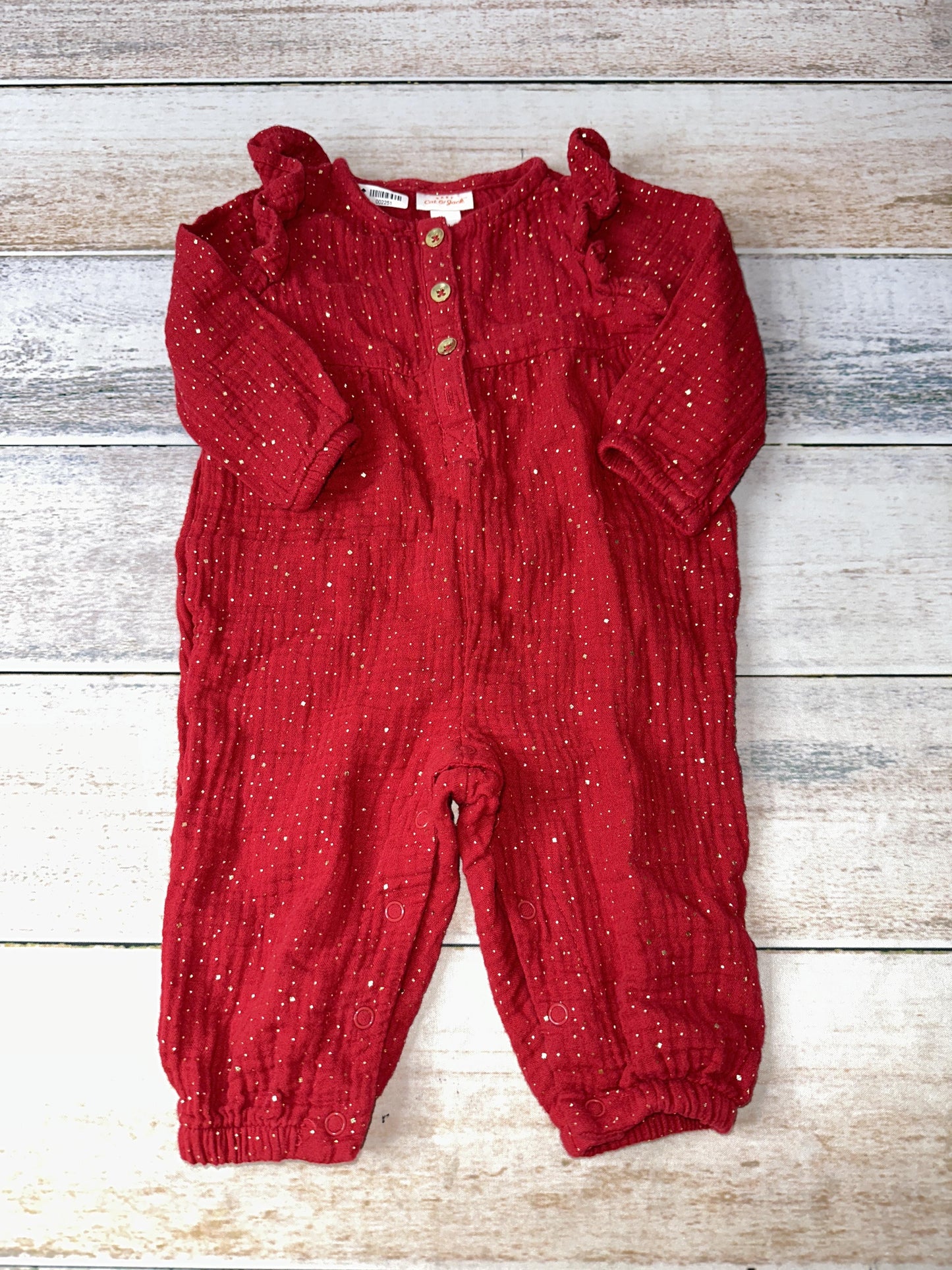 Cat & Jack Girls Red | Gold Long Sleeve Outfit Size: 3-6 months Red | Gold