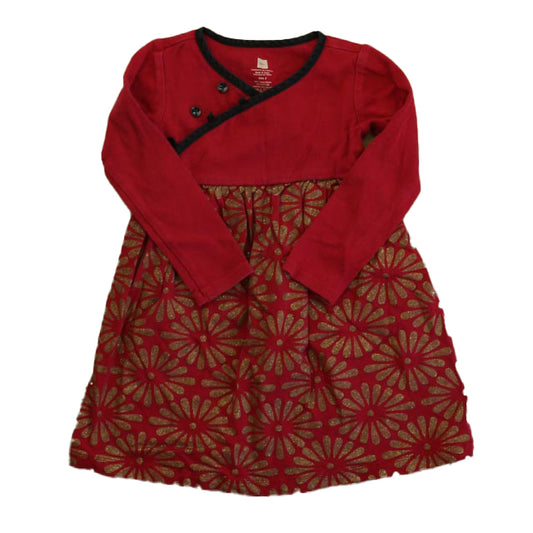 Tea Girls Red | Gold Dress Size: 2T