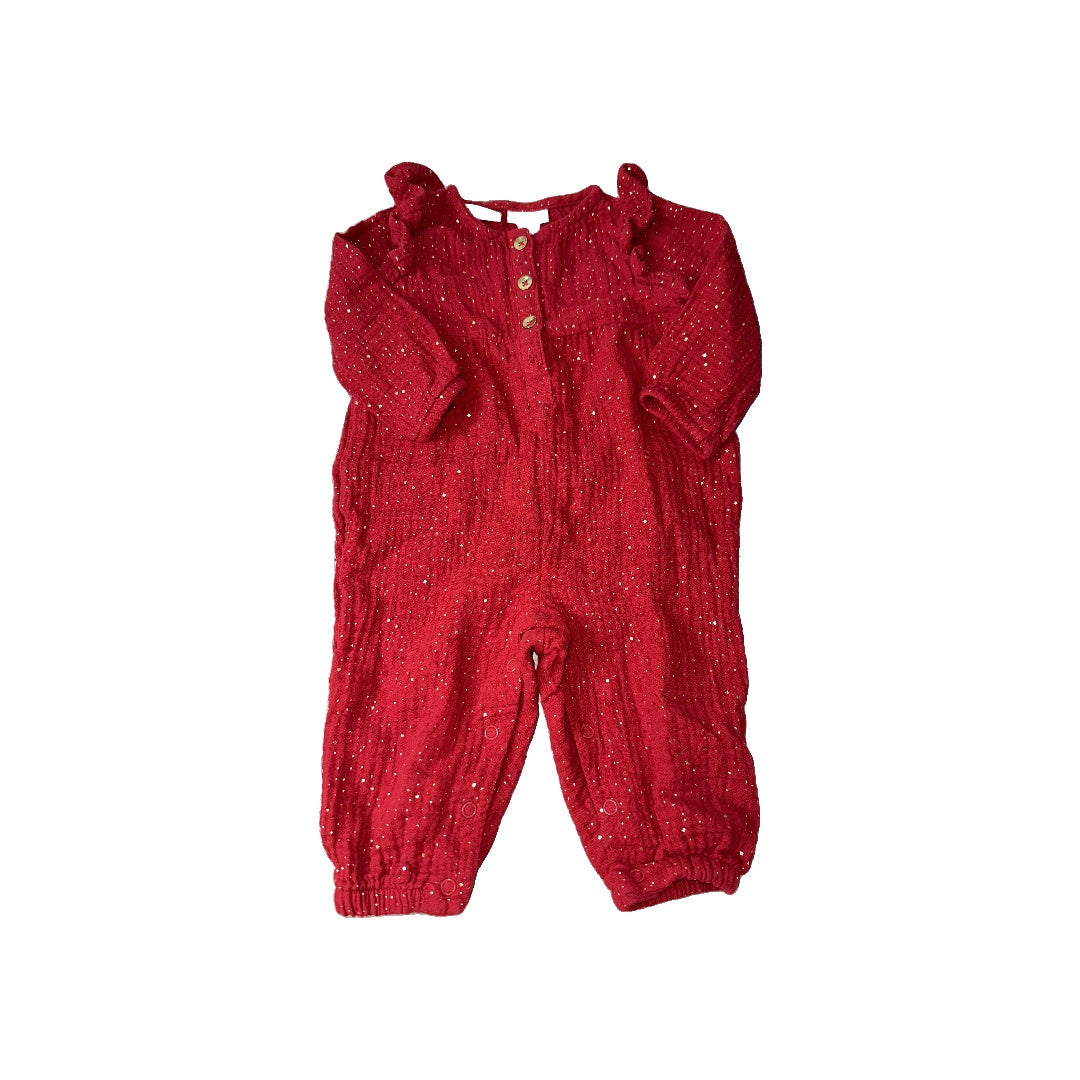 Cat & Jack Girls Red | Gold Long Sleeve Outfit Size: 3-6 months Red | Gold