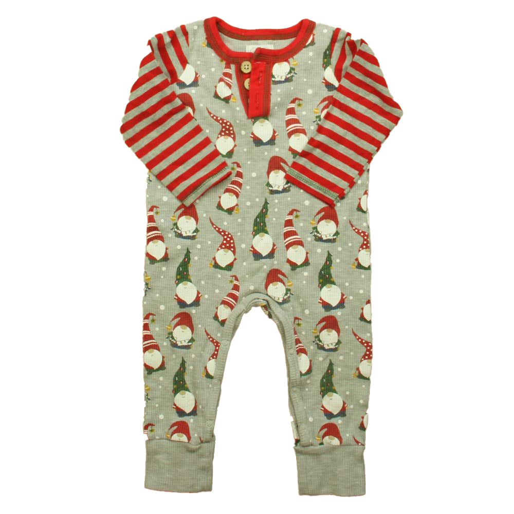 Mudpie Boys Red | Gray Gnomes 1-piece Non-footed Pajamas Size: 9-12 Months Red | Gray Gnomes