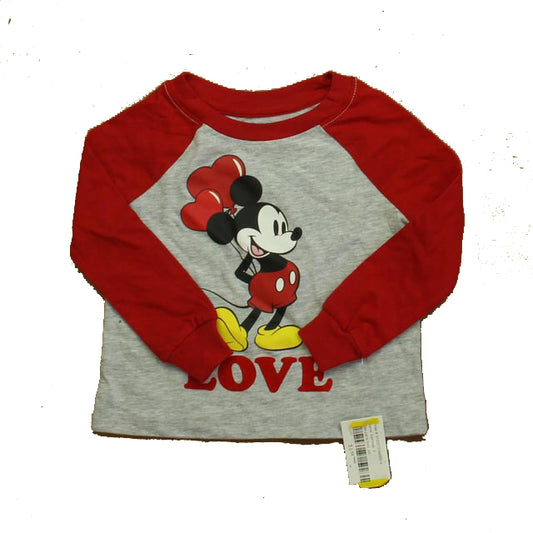 Disney Boys Red | Gray Mickey Long Sleeve T-Shirt Size: 12 Months Red | Gray Mickey