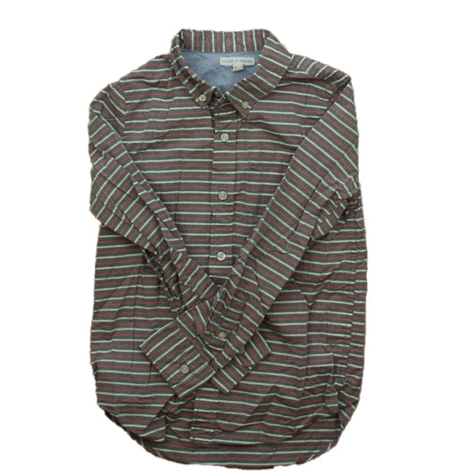 Rocket Of Awesome Boys Red | Gray | Stripes Button Down Long Sleeve Size: 8 Year