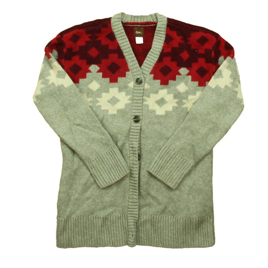 Tea Collection Girls Red | Gray Cardigan Size: 4-5T Red | Gray
