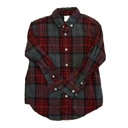 Crewcuts Boys Red | Gray Button Down Long Sleeve Size: 4-5T Red | Gray