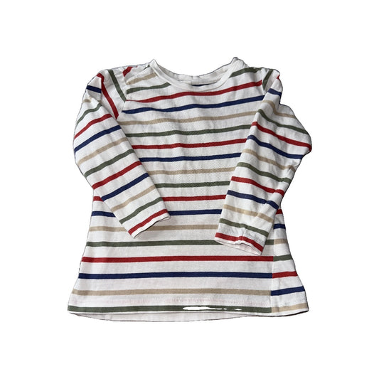 H&M Unisex Red | green | cream | Striped Long Sleeve Shirt Size: 18 months Red | green | cream | Striped