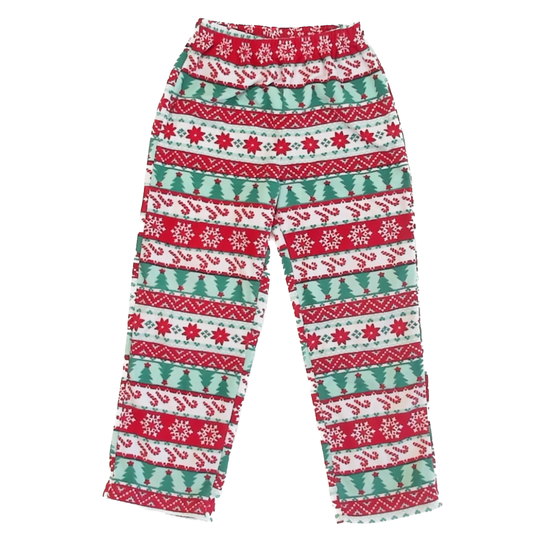 Pat Pat Unisex Red | Green Fleece Pajamas Size: 8-9 Years Red | Green Fleece