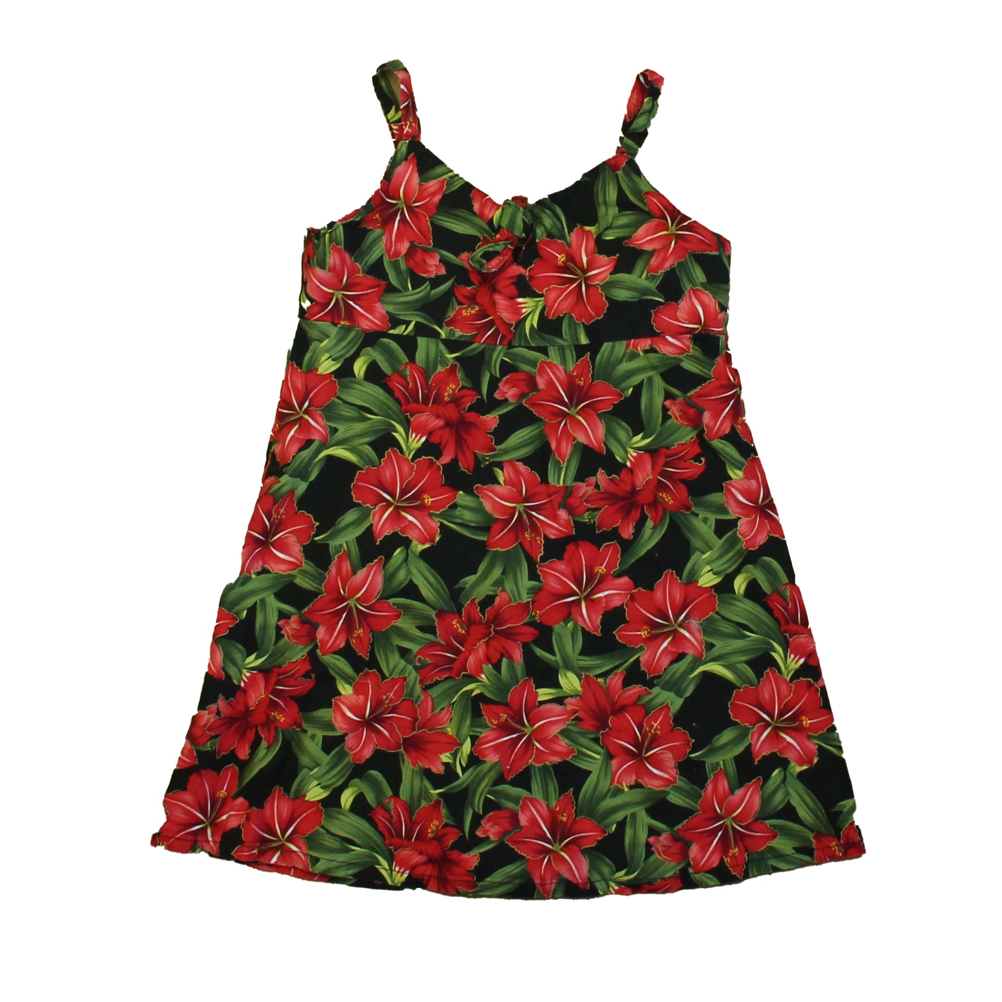 Hilo Hatties Girls Red | Green Floral Dress Size: 3-4T Red | Green Floral