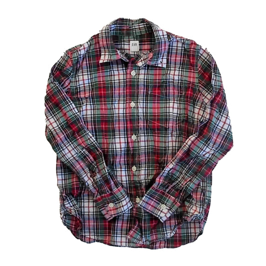 Gap Boys Red | Green Plaid Button Down Long Sleeve Size: 8 Years Red | Green Plaid