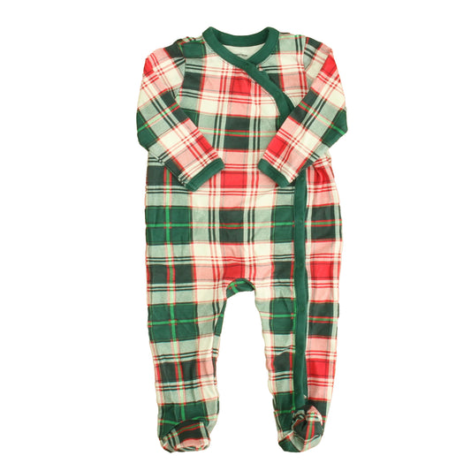 Nordstrom Boys Red | Green Plaid 1-piece footed Pajamas Size: 9 Months Red | Green Plaid